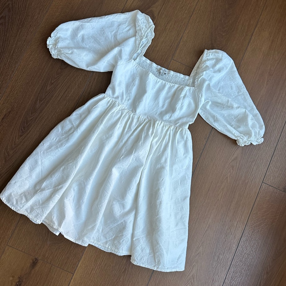 Lovely Day White Dress with Puff Sleeves